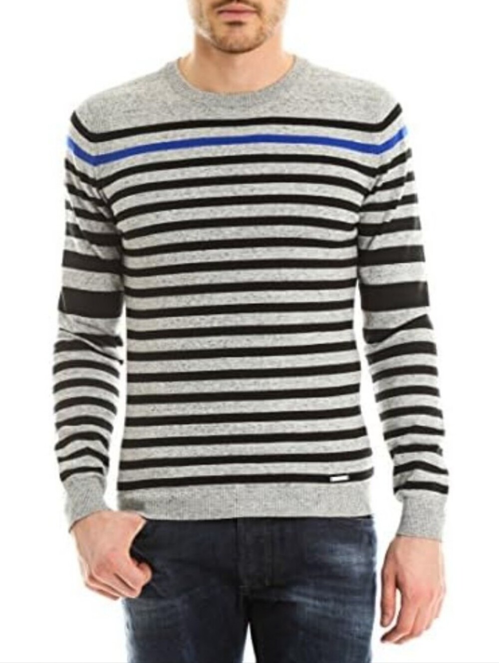 Diesel K-Calib Grey Black Striped Pullover Sweater Size M
